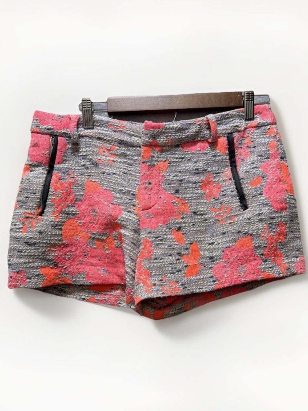 Anthropologie Nomad Morgan Carper Pink&Gray Floral Tweed Gardenside Boho Shorts